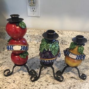 Fruit candle holder set of three